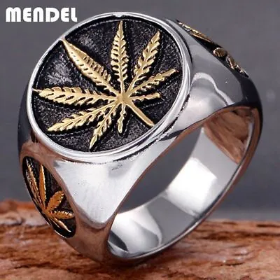 MENDEL Cool Fashion Mens Gold Plated Leaf Ring Stainless Steel For Men Size 7-15 • $12.99