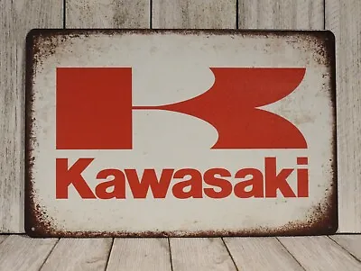 Kawasaki Motorcycles Tin Sign Metal Poster Rustic Vintage Style Man Cave Garage • $10.97