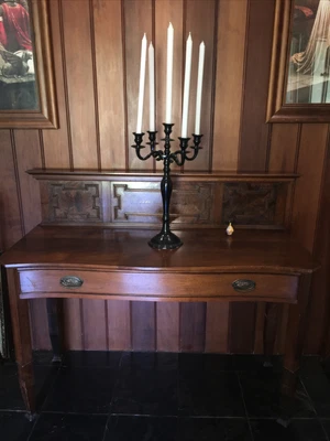 $230 • Buy Antique Victorian Stunning Wood One Drawer Entry  Hall Side Table Metal Handles
