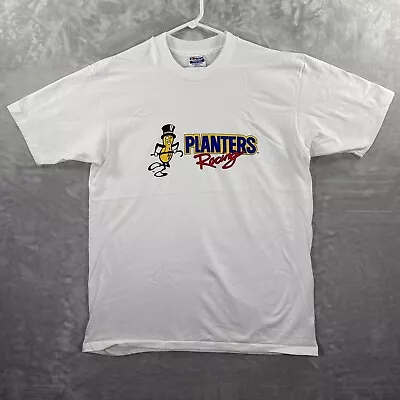 Vintage Hanes Fifty-Fifty T-Shirt Men's Large Mr Peanut Single Stitch White Vtg • $19.95