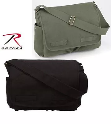 $29.99 • Buy Rothco Vintage Classic Messenger Bag - Choose Black Or Olive Drab, #9118, #9148