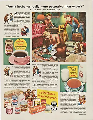 1949 Asked Elsie The Border Cow Borden's Instant Coffee Chateau Vintage Print Ad • $11.50