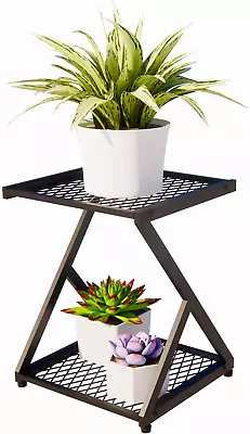 Plant Stand Indoor Outdoor - 2 Tier Metal Plant Stand Rustproof Stable Plant Sh • $29.96