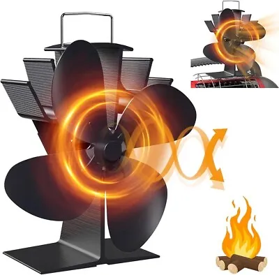 Wood Stove Fan Heat Powered Non Electric 4 Blades Ecofan Fireplace Fan Save... • $26.90