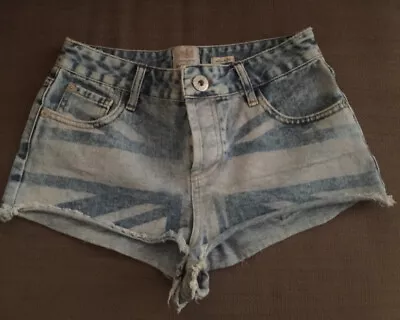 Ladies River Island Denim Union Jack Shorts/hot Pants Size 8 Excellent Condition • £14.99