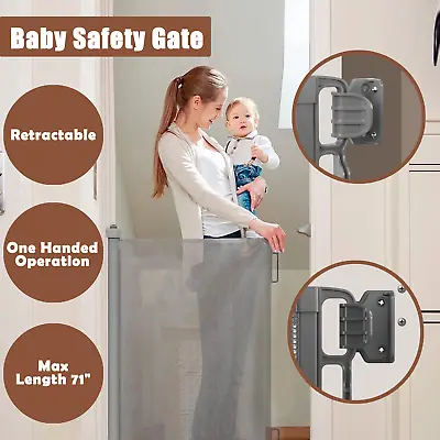 Retractable Kid Safety Gate Mesh Pet Security Barrier Safe Door Fence Guard Net • $48.99