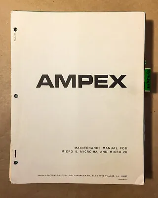 Ampex Micro 9 9A 28 Cassette  Service Manual *Original* • $14.97