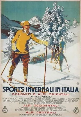 84176 Vintage 1926 Winter Sport Italy Ski Skiing Decor Wall Print Poster • $29.95