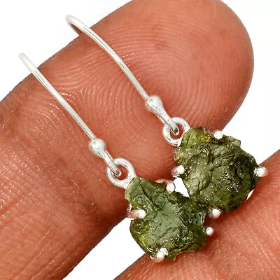 Natural Genuine Czech Moldavite 925 Sterling Silver Earrings Jewelry CE28536 • $23.99