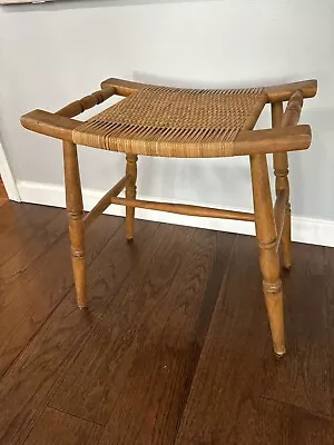 Vintage Stool Mid-Century Caned 1960s Bench In Wood Wicker • $106.25