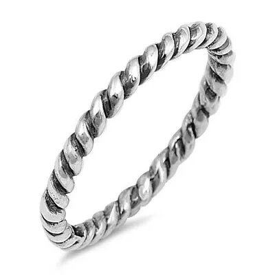 Tiny Twist Ring Genuine Sterling Silver 925 Jewelry Face Height 2 Mm Size 2 • $14.38