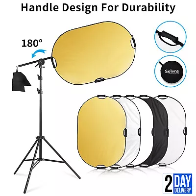 5in1 Light Reflector Handle Photography Collapsible Arm Boom Holder Stand Studio • £33.99