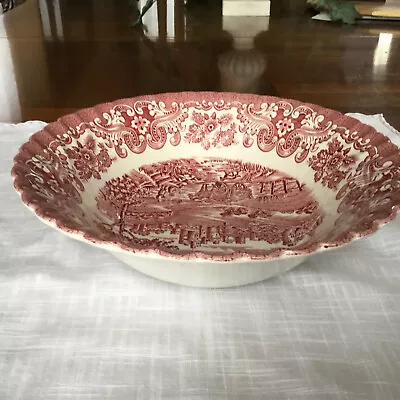 Olde  Country Castles British Anchor Red Serving Bowl English 9” X 2 1/2” • £31.14