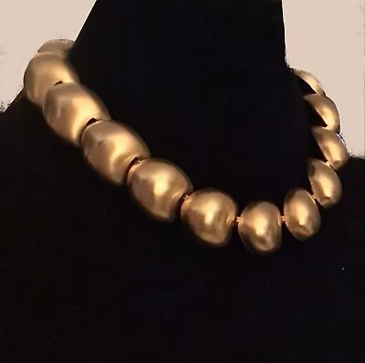 VTG ANNE KLEIN Plated Brushed Gold Tone Necklace 15” Chunky Signed Exl’t Cond • $90