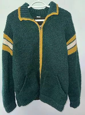 Wool Sweater Fleece Lined Jacket Made In Nepal 100% Wool Very Heavy Men’s Sz XL • $48