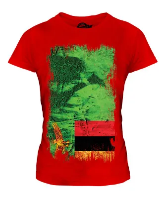 Zambia Grunge Flag Ladies T-shirt Tee Top Zambian Shirt Football Jersey Gift • $32