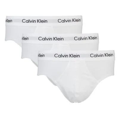 Calvin Klein U2661G-100 100% Authentic Mens Cotton HIP Briefs – 3 Pack WHITE • £29.99