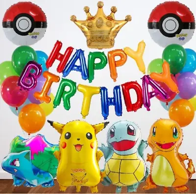£2.89 • Buy 25 Pc Pokmon Style Set Foil Balloons Birthday Party Decoration Air Kids Pikachu