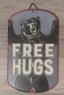 FREE HUGS Black Bear Tin Embossed Sign Rustic Lodge Cabin Home Decor 6  X 10  • $10
