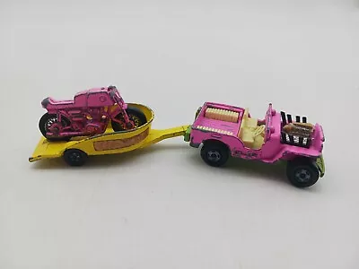 Vintage Lesney England Matchbox Superfast Jeep Hot Rod Honda Motorcycle Trailer • $24.99