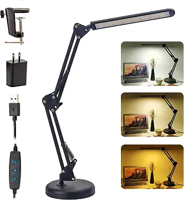 LED Desk Lamp Metal Swing Arm Lamp Eye-Caring Dimmable Table Lamp LedFlexibl • $19.92