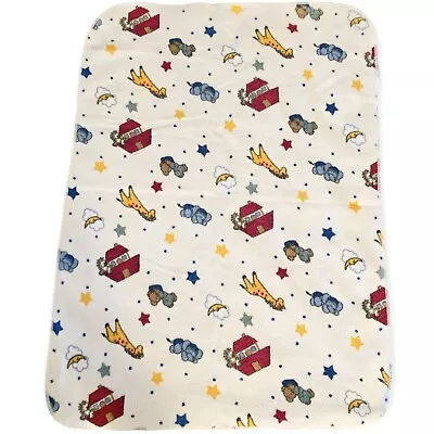 Vintage Springmaid Baby Blanket Noah’s Ark Boat Animals Giraffe Bear Star White • $33.98