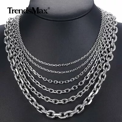 Multi Sizes Cable Rolo Link Stainless Steel Chain Necklace Men Boys Choker Gift • $9.59