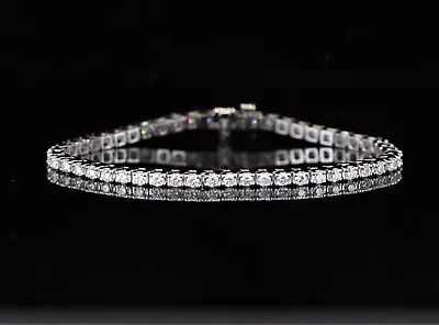 $5250 14k Solid White Gold 2ct Round H VS2 Diamond 6.25'' Prong Tennis Bracelet • $2650