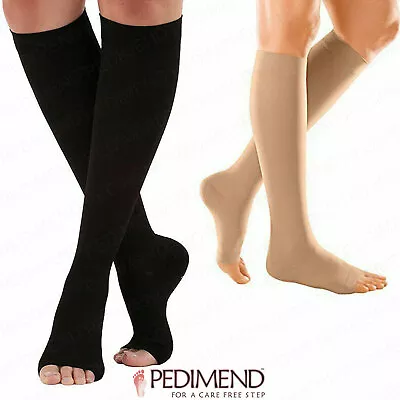 PEDIMEND Open Toe Knee High Sock Suitable For Varicose Vein Compression Stocking • £10.45