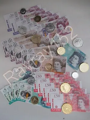 Approx 20 Notes & 15 Plastic Coins Of FAKE Kids Play Pretend Money NOT REAL D94 • £2.97