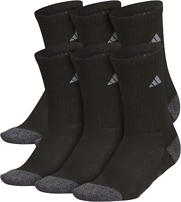 3 Pair Mens Adidas Crew Socks Black Graphite AeroReady Size 6-12 Large Gym Run • $17.45