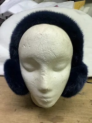 NEW NAVY DARK COLOR FUR Mink Earmuffs Affordable Great Prices • $89