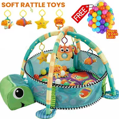 Turtle Baby Gym 3 In 1 Activity Play Floor Mat Ball Pit And Toys Babies Playmats • £24.90