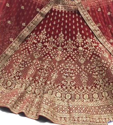 £100 • Buy Indian Pakistani Red Bridal Lengha (STITCHED UK SIZE 8 Petite) NEW