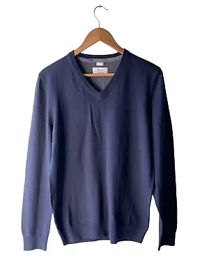 S. Oliver Men's Size M Dark Blue V-Neck Cotton Sweater  • $30.97