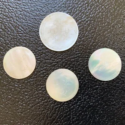4x) MOTHER OF PEARL Exquisite Floral Engraved Chinese Gaming Tokens Counters • $110