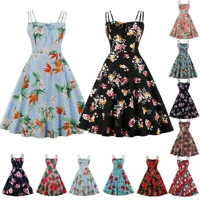 £19.92 • Buy Womens 50's Vintage Rockabilly Swing Dress Summer Floral Party Dresses Plus Size