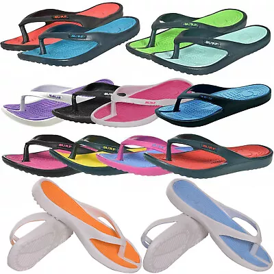 New Ladies Toe Post Flip Flops Womens Summer Pool Beach Flat Sandal UK Size 3-8 • £8.49