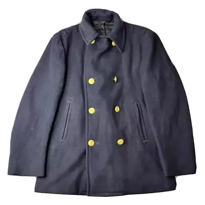 US Military Vintage USN Merchant Marine Acadamy Navy Pea Coat Mens Small S Named • $99.99