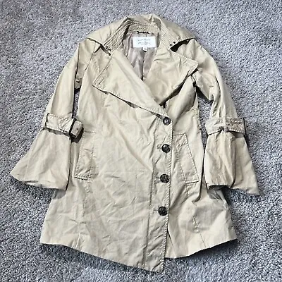 Banana Republic Olivia Palermo Trench Coat Womens XS Button Up Khaki Jacket • £25.99