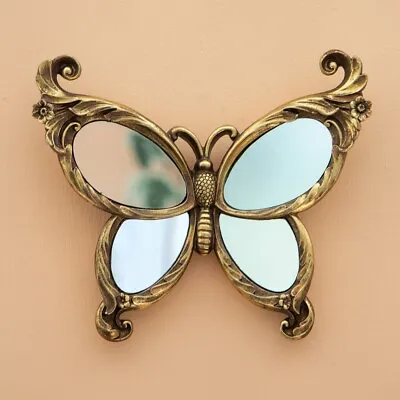 Stunning Gold Finish With Bronze Antiquing Mirrored Butterfly Wall Decor • $22.99