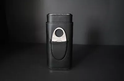 Leather Cigar Travel Case - Carries 3 Cigars + Cigar Cutter • $15.99