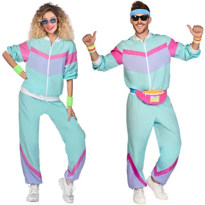 Adults Jogging Shell Suit Fancy Dress Runner Costume 80s Mens Ladies Tracksuit • £23.99