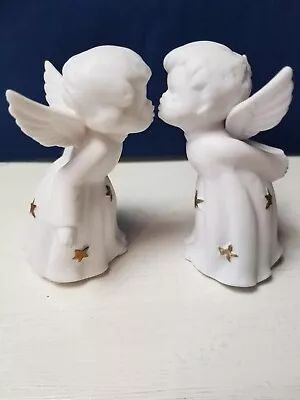 Vintage Set 2 Kissing Angels Figurines White 3.5  Made In Japan • $10