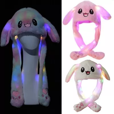 LED Rabbit Ear Hat Airbag Moving Ears Cute Fun Plush Headwear Cap Girl Gifts US • $10.97