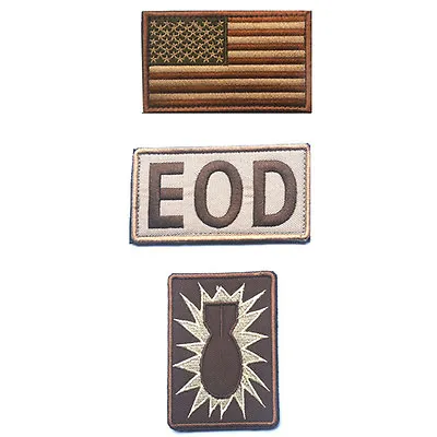 Usa American Flag Eod Tactical U.s. Army Military Badge Desert Hook Patch • $11.99