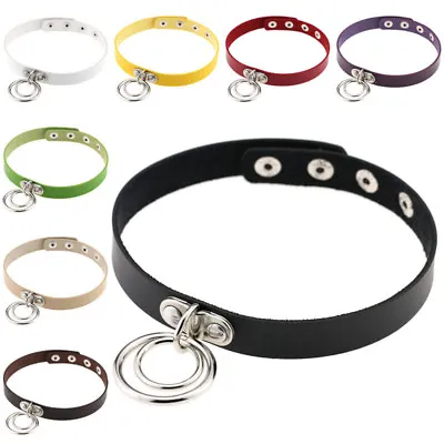 Choker Collar Necklace Double Ring O Leather Gothic Punk Bracelet Women Gift UK • £3.99