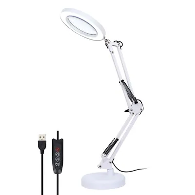 NEW Magnifier Glass LED Desk Lamp With Light Stand Clamp Beauty Magnifying Lamp • £13.39