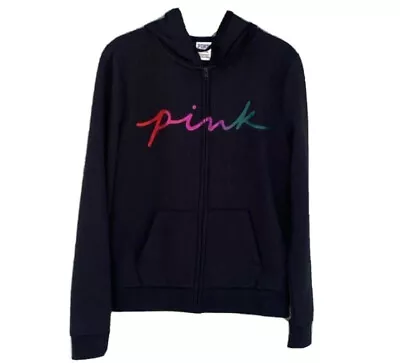 Vs Victorias Secret Pink Perfect Full Zip Hoodie Sweater Jacket Top Glitter S • $74.99