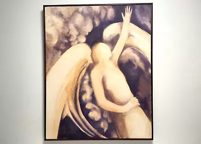 Vintage Figural Angel Expressionist Abstract Painting 25x31  Anne Griffith • $155